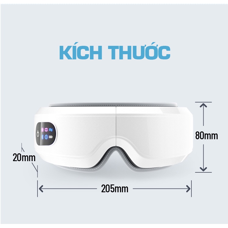 Máy massage mắt không dây VISPO VP-M21 với mát xa áp suất túi khí, rung đa tần, chườm ấm mắt tích hợp Smart Bluetooth