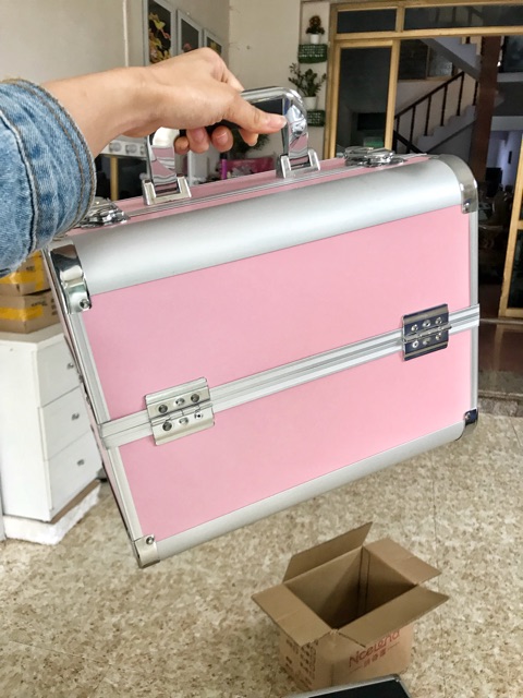 Cốp nhôm 2 khuy đựng đồ phun xăm-mi-nail (size 32*21*27)