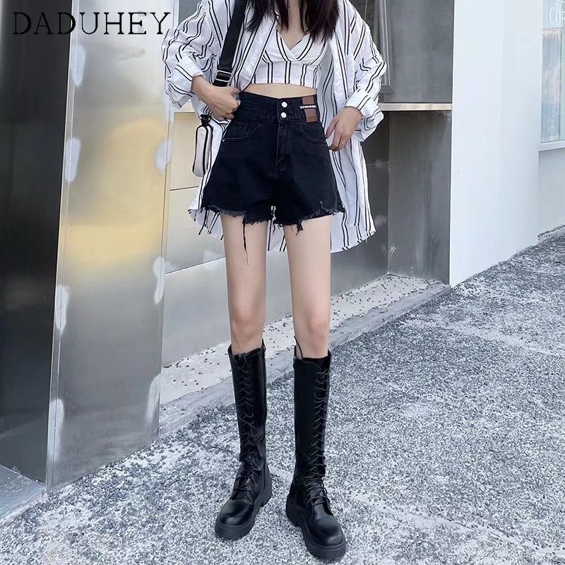 Quần short jean lưng cao ống rộng dễ phối đồ phong cách Hàn Quốc gợi cảm thời trang mùa hè cho nữ