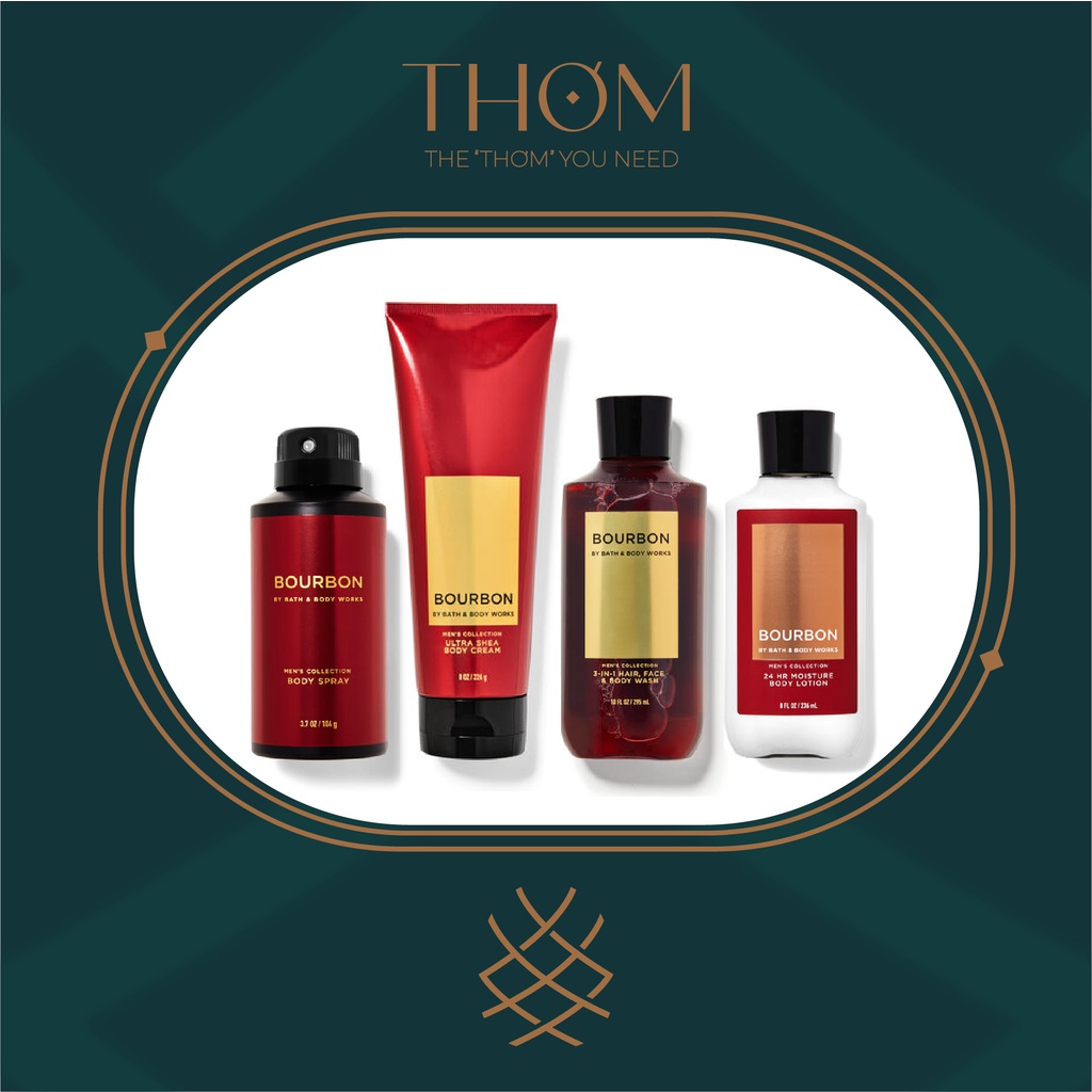 BOURBON | SẢN PHẨM TẮM DƯỠNG XỊT THƠM KHỬ MÙI BATH &amp; BODY WORKS DÀNH CHO NAM BODY SRPAY SHOWER GEL LOTION