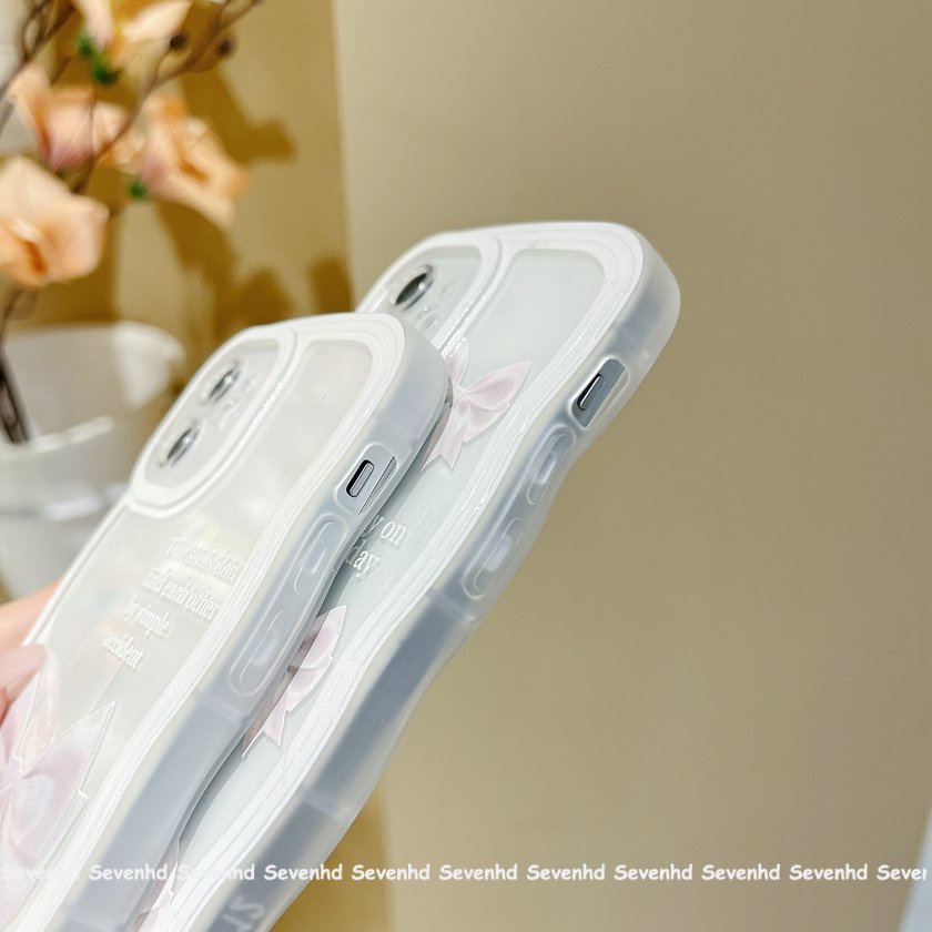 Ốp Điện Thoại Mềm Đính Nơ Trắng Hồng Cho iPhone 13 12 11 Pro Max Xs Max Xr X 7 8 6 6s Plus