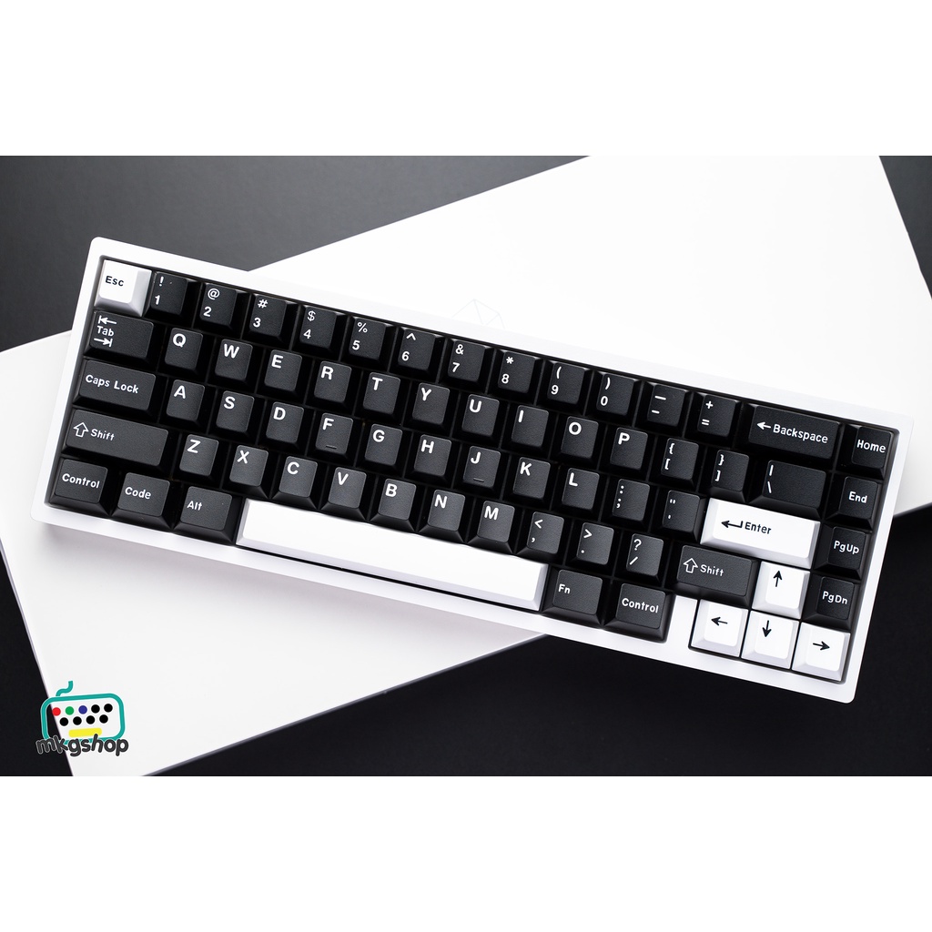 Keycap cmk Wob đen chữ trắng doubleshot, 173 nút bàn phím cơ, cherry profile