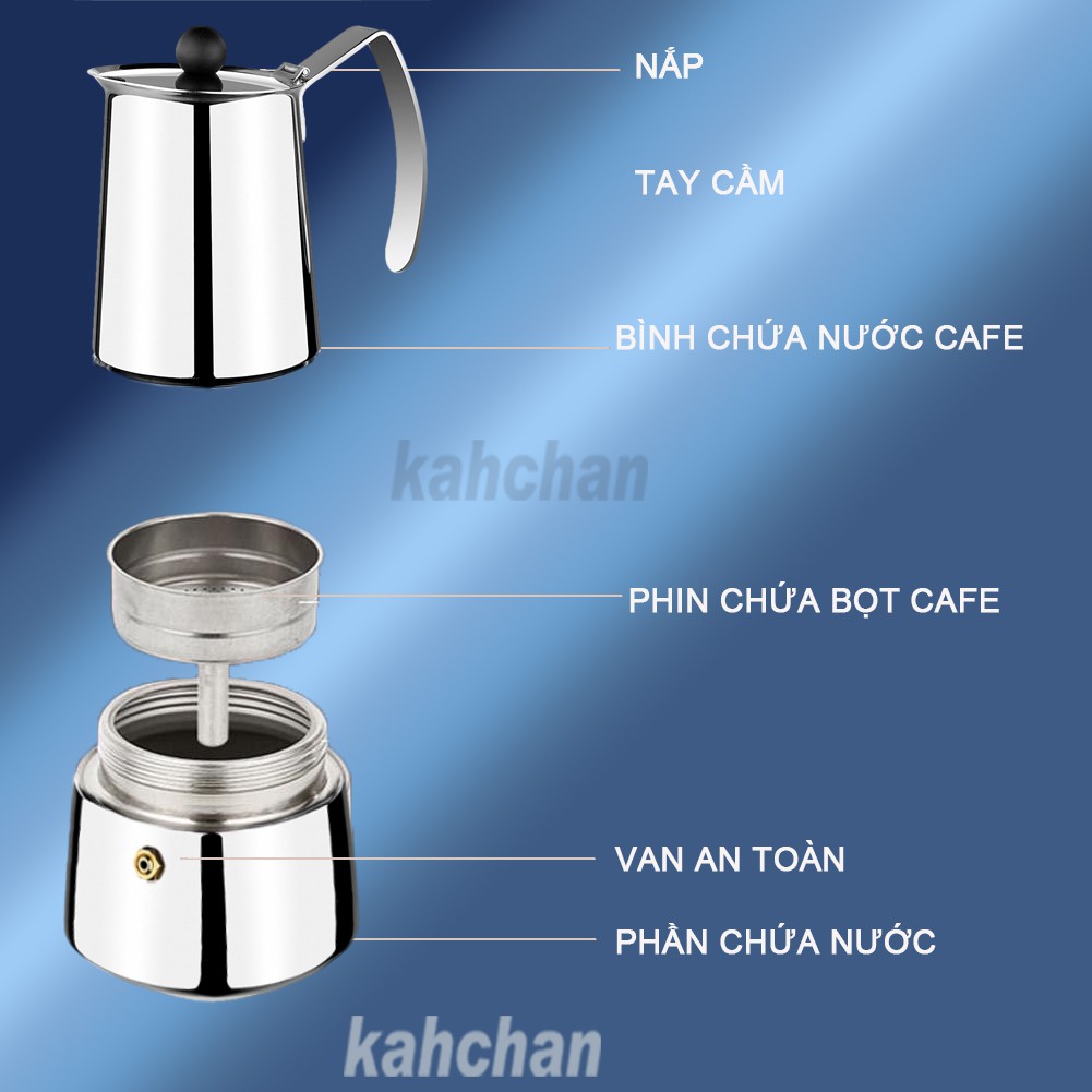 Ấm pha cà phê 160ml 4 cup Moka Pot Kahchan EP6169