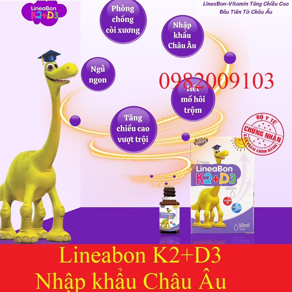 Lineabon K2+D3 K2D3, Bổ Sung Vitamin K2 D3 Tăng Cường Hấp Thu Canxi Tối Đa Trẻ Cao Lớn Khỏe Mạnh