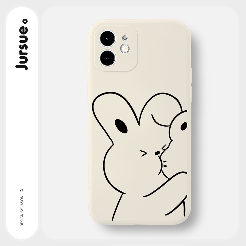 Ốp lưng JURSUE hoạt hình cặp đôi dễ thương đẹp cho iPhone 13 12 11 Pro Max SE 2020 X XR XS ip 8 7 6 6S Plus kute Y122