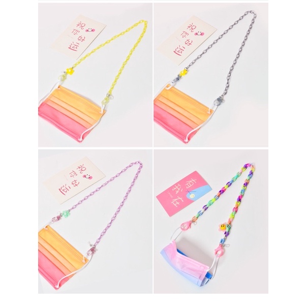 Dây đeo khẩu trang charm gấu-hoa