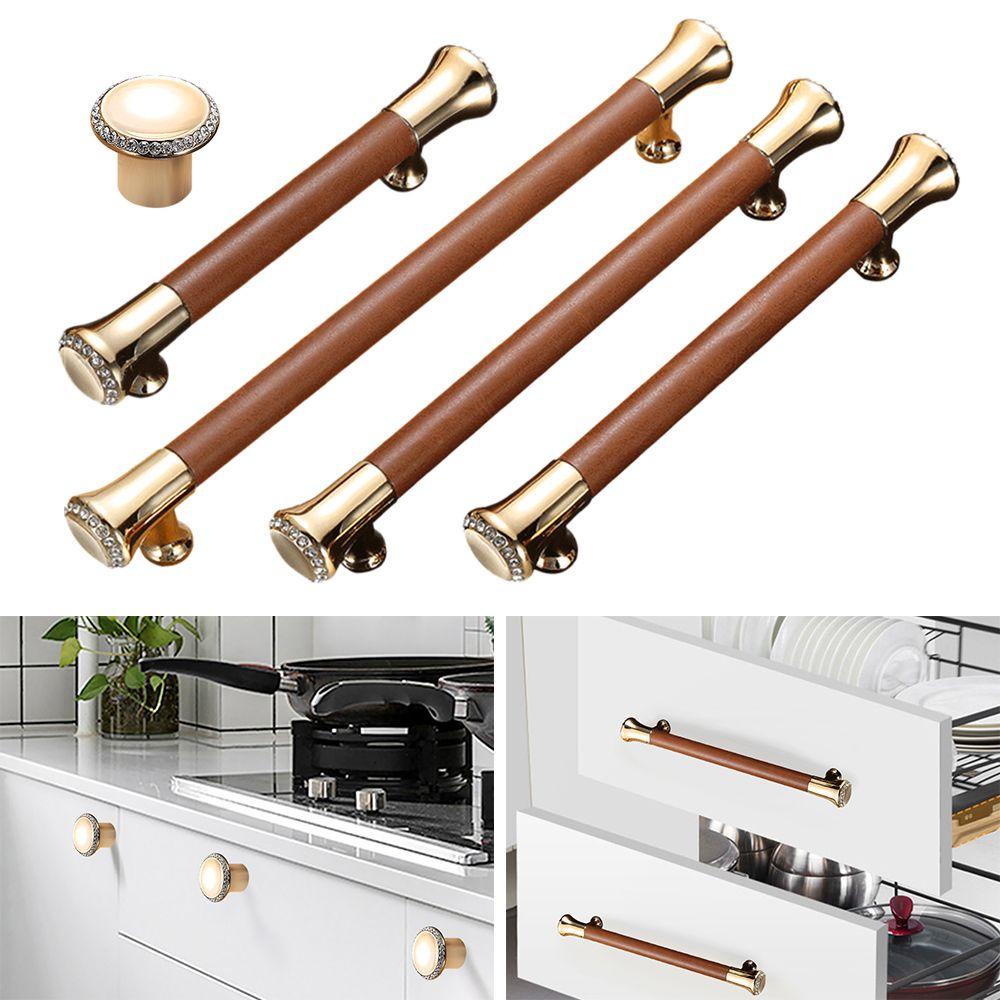 ZAIJIE24 Tay Nắm Cửa Tủ Bằng Da Và Hợp Kim Kẽm Chất Lượng Cao