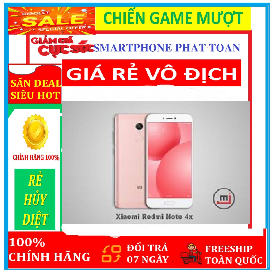 điện thoại Xiaomi Redmi Note 4X mới 2sim Ram 3G/32G, chơi game mượt, có Tiếng Việt sẵn