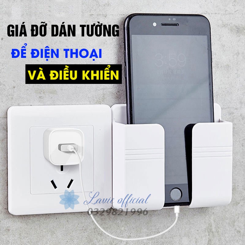 Giá Điện Thoại Dán Tường, Kệ Dán Tường Để Điện Thoại và Remote Không Cần Khoan Keo Dính Chắc Chắn