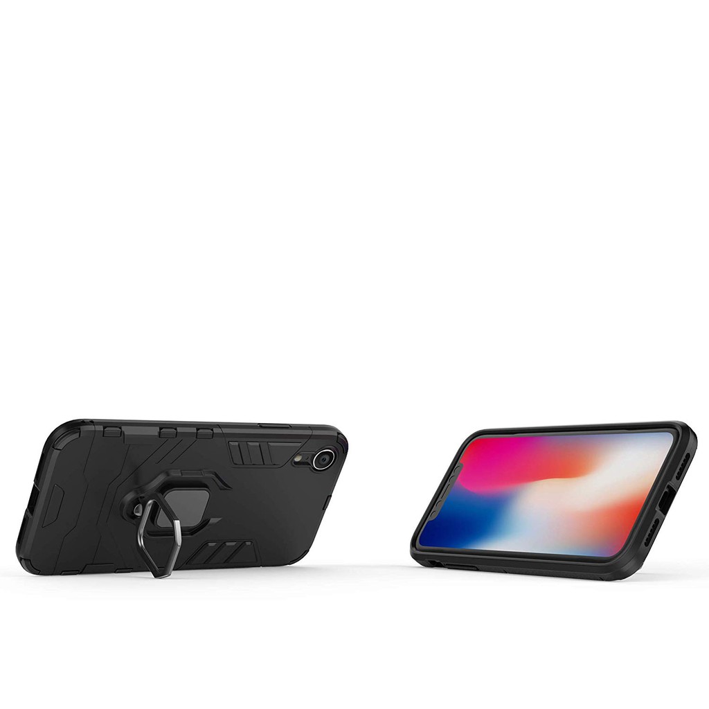 Ốp lưng cho iPhone X XR XS Max iron man chống sốc kèm nhẫn iring chống xem video bảo vệ camera