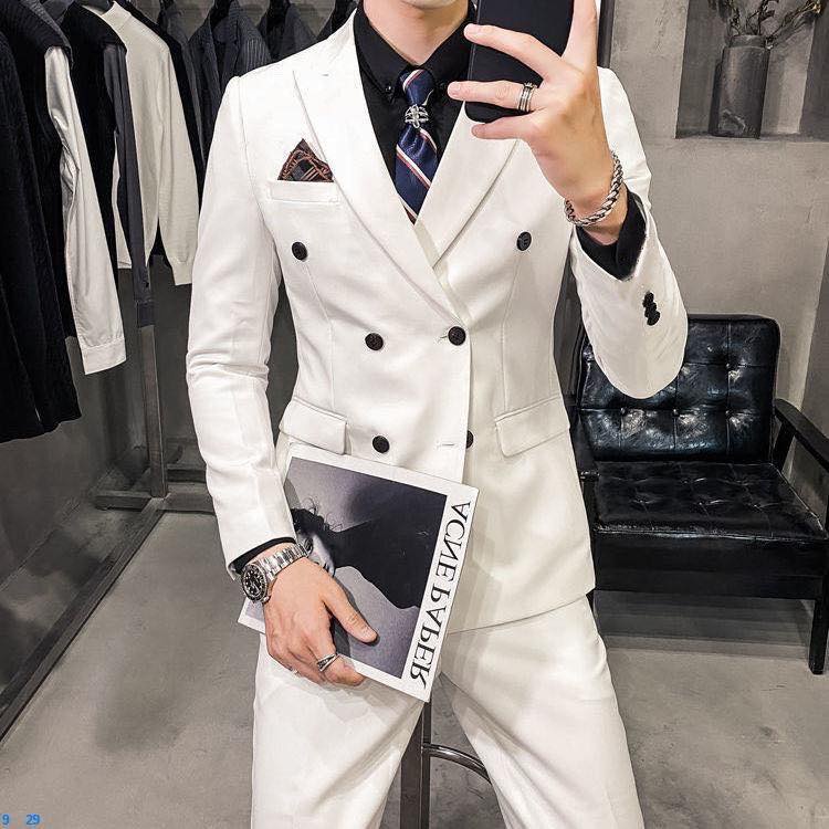 Bộ vest 6 khuy trắng tinh, suit cao cấp, form chuẩn xịn đẹp,quần có đai thiết kế chỉnh vòng bụng rộng chật linh hoạt