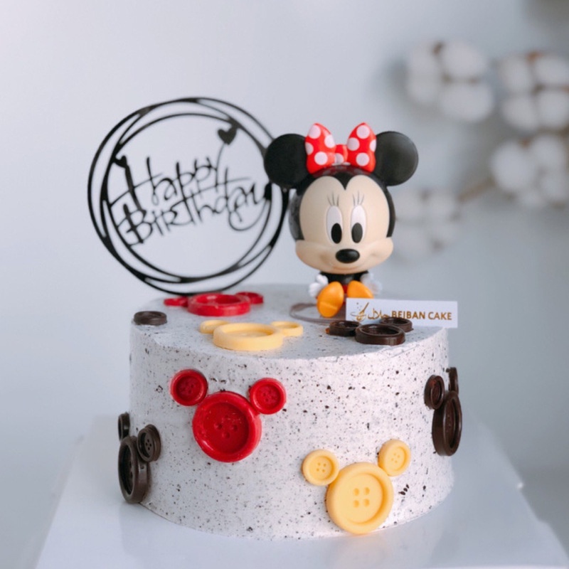 DISNEY Set 2 Mô Hình Chuột Mickey Và Minnie Dễ Thương Trang Trí Bánh Kem
