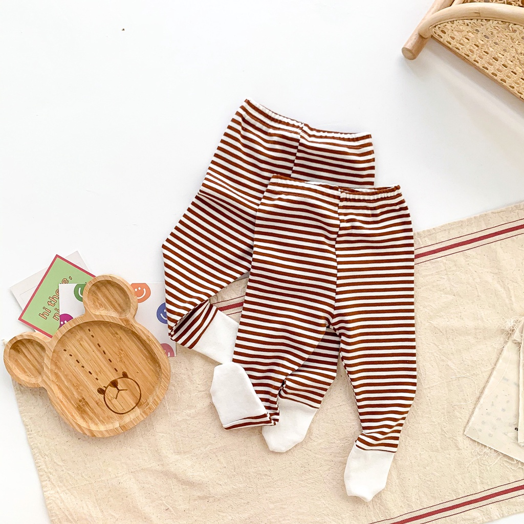 Quần vớ cotton họa tiết kẻ sọc cho bé từ 0-24 tháng tuổi
