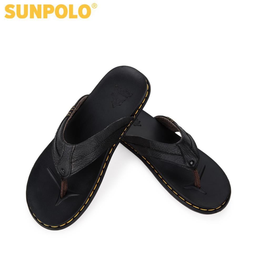 🍊 [Sale 3/3] Dép nam Dép xỏ ngón da bò SUNPOLO KEP203 - Đen Sale 11 < : : 🍊