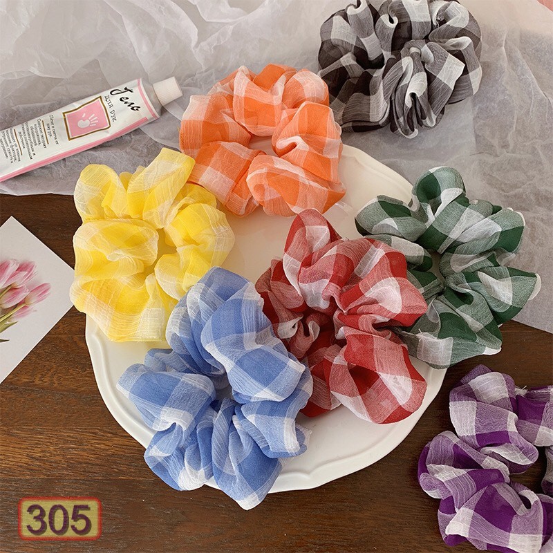 [Mã FAMARAL1 giảm 10K đơn 50K]BUỘC TÓC VẢI SỌC KẺ VUÔNG 305 NHIỀU MÀU HOT TREND