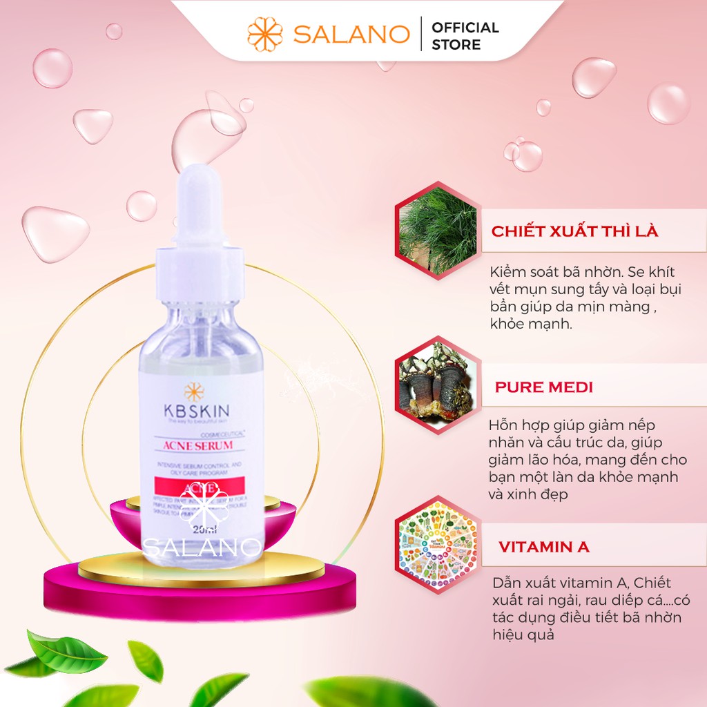 Serum giảm mụn ẩn đầu đen se khít lỗ chân lông cho da dầu thâm cấp ẩm trắng da KBSKIN SALANO SRMSLN04 20ml | BigBuy360 - bigbuy360.vn