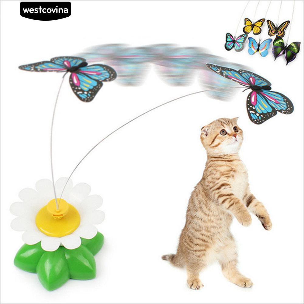 Đồ Chơi Tương Tác Có Đế Hình Hoa Gắn Bươm Bướm Thú Vị Cho Mèo Cưng