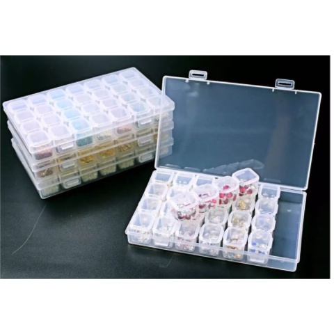 Hộp Nhựa Trong Suốt 28 Ngăn Đựng Trang Sức Ốp