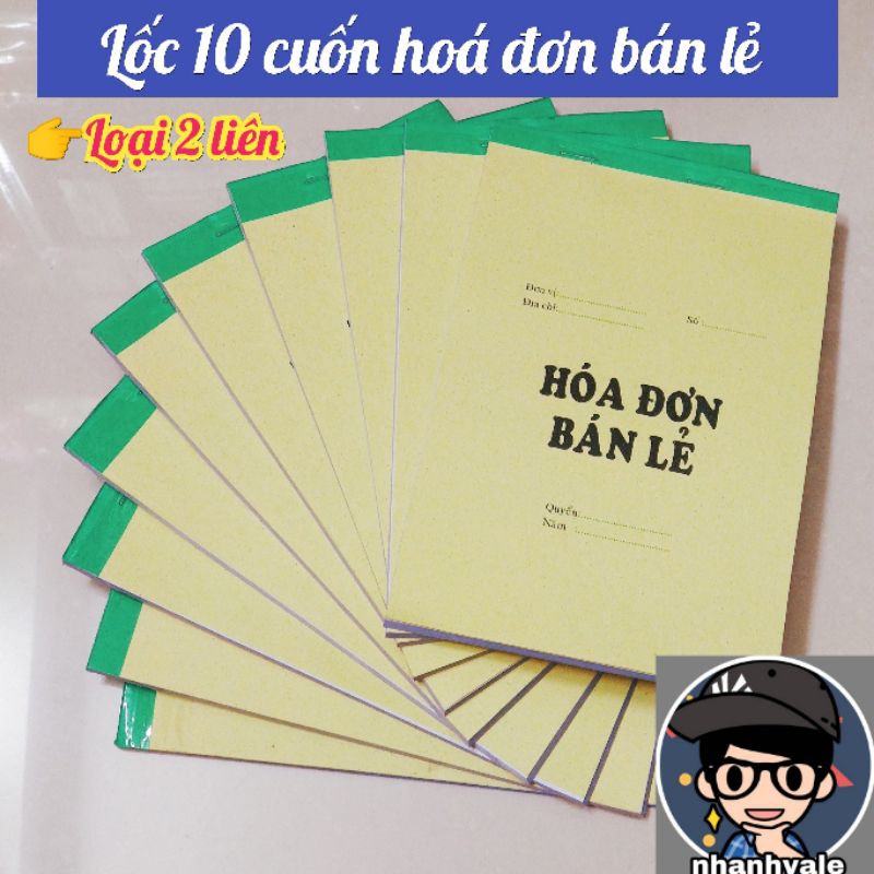 LỐC 10 CUỐN HOÁ ĐƠN BÁN LẺ HAI LIÊN  [1 CUỐN/ 58 TỜ BAO GỒM LIÊN 1 VÀ LIÊN 2]