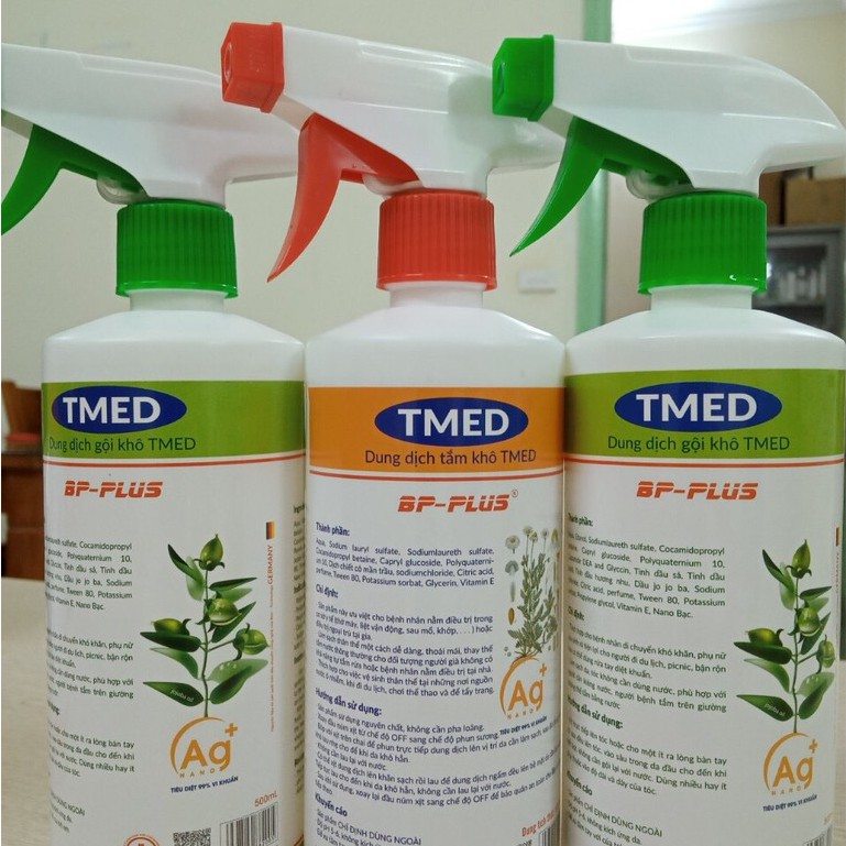 Dung dịch ⚡TẮM GỘI KHÔ 2in1, cho NGƯỜI BỆNH ⚡ Tmed 200ml, bệnh nhân, trông người bệnh, sau phẫu thuật, HSSV