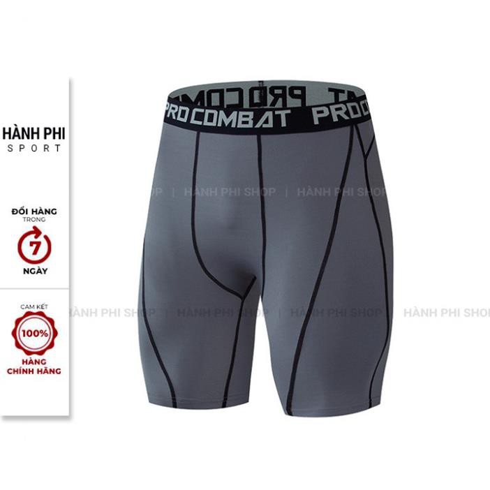 Quần Legging thể thao nam PRO COMBAT Dáng ngắn - Quần giữ nhiệt nam dạng đùi chuyên GYM Bóng Rổ Đá Banh QL01 💝