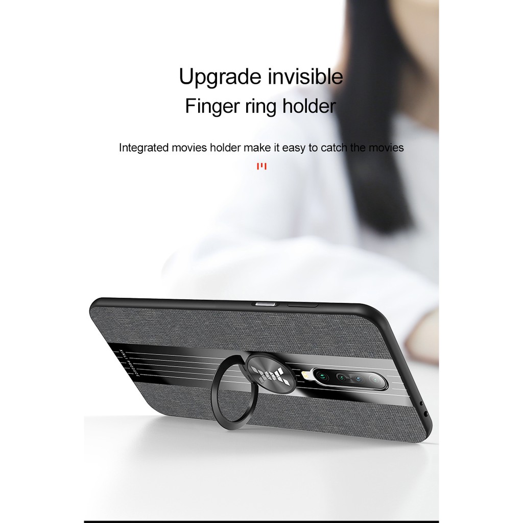 Ốp lưng bằng sợi vải cứng có đế đỡ vòng khuyên cho Xiaomi Redmi K30i Pro 5G K20 Pro Redmi K40 Gaming K40/K40 Pro
