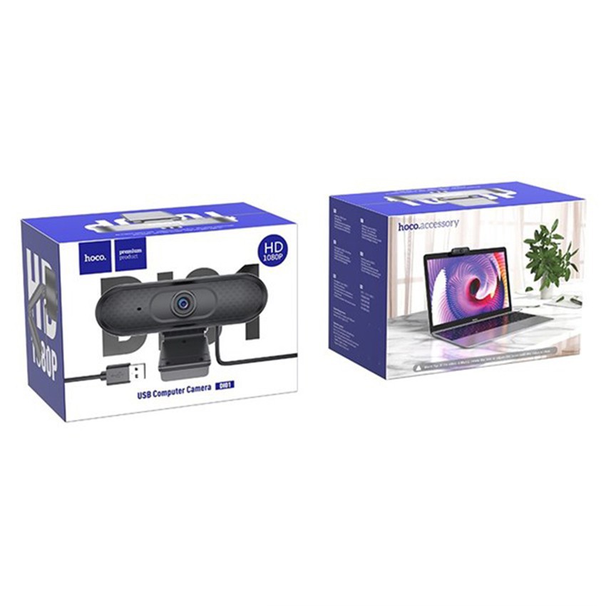 Webcam Hoco DI01 full 1080p có mic, HD siêu nét, chất liệu cao cấp, tương thích với PC và Laptop