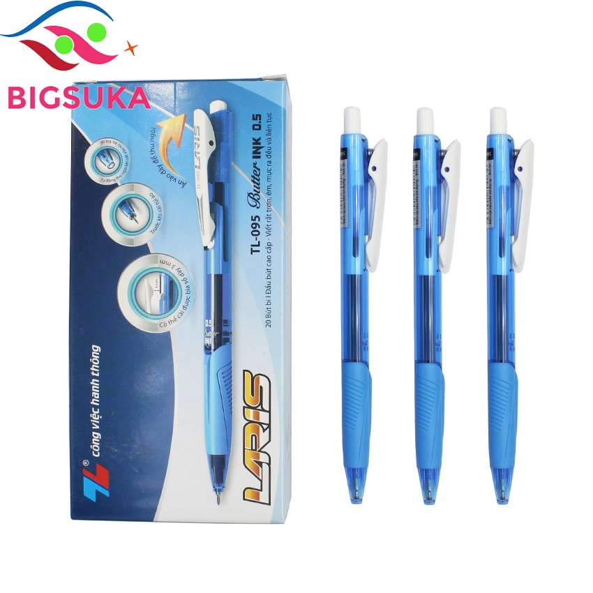 Bút bi Thiên Long xanh 095, Thiết kế đẹp đầu bút 0.5mm BIGSUKA
