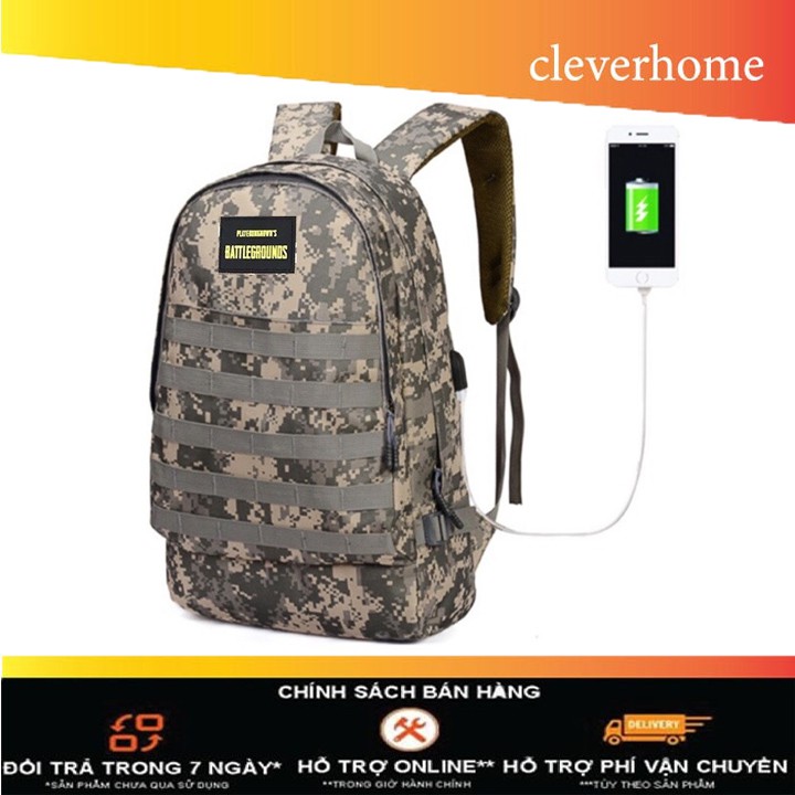 Balo Game PUBG / Balo Phượt Người Lính (Size lớn 3 ngăn có cổng sạc USB tiện dụng)
