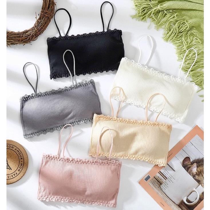 [Giá sỉ] Áo Bra Cotton Tăm Viền Ren Cài Sau Siêu Mềm Đẹp 8832