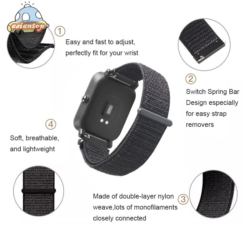 【READY STOCK】Dây đeo nylon cho đồng hồ thông minh Xiaomi Huami Amazfit Bip BIT PACE Lite Youth