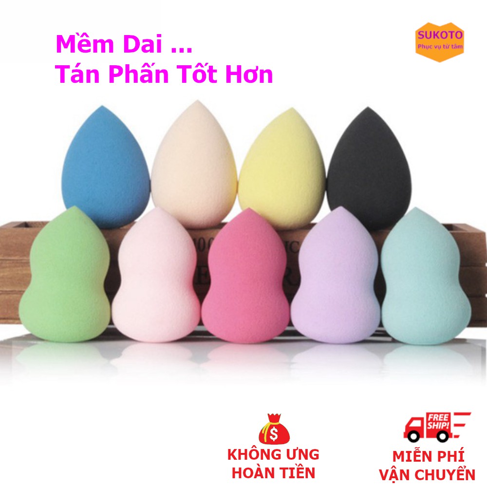 Bông Trang Điểm Siêu Mềm Mịn, Mút Tán Kem Nền Sukoto Tiết Kiệm Phấn