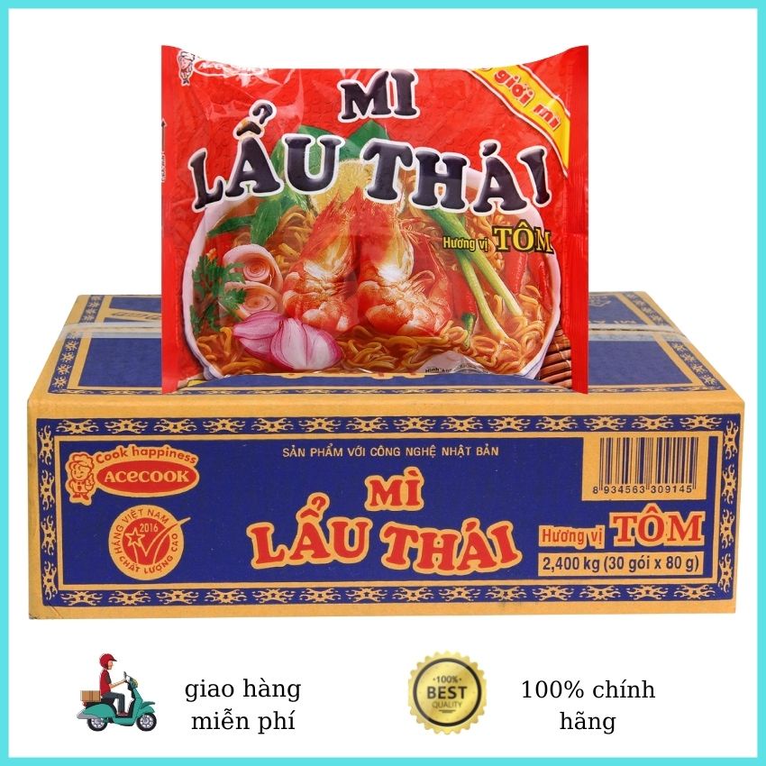 Mì lẩu thái tôm thùng 30 gói 80g MMLTT01-Thương hiệu ACE-COOK
