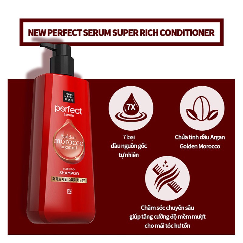 Dầu Gội Và Xả Cao Cấp Dạng Serum Giàu Dưỡng Chất Mise En Scene Perfect Serum Shampoo And Conditioner