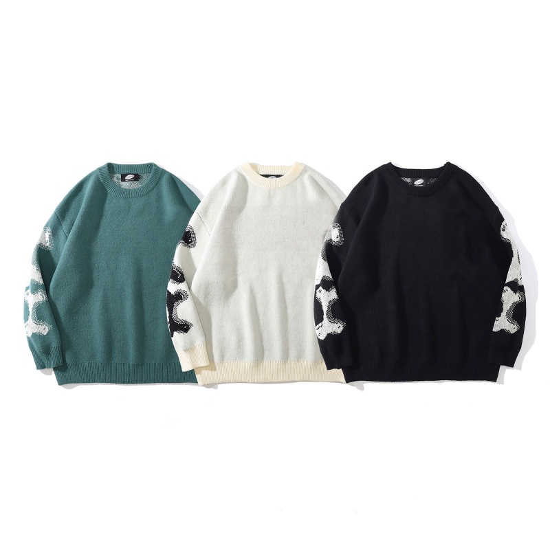 Áo Sweater dệt kim hoạ tiết xương 10MK cho nam và nữ