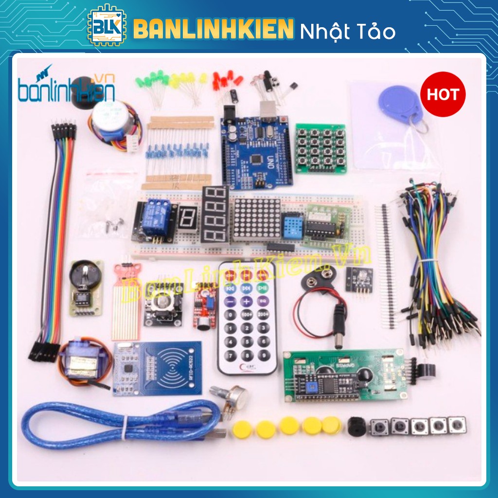 Bộ Kít Học Tập Arduino UNO R3 Nâng Cao Phiên Bản Đầy Đủ Các Giao Tiếp Dành Cho HS, Sinh Viên Mới Bắt Đầu Code