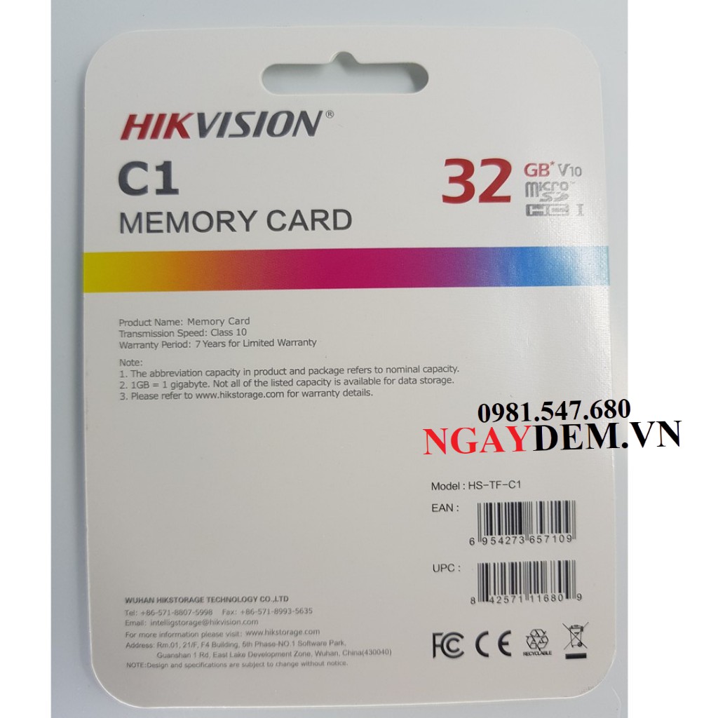 Thẻ Nhớ Micro SD Hikvision 32Gb Class 10 - Bảo Hành 2 Năm -Hàng Chính Hãng Chuyên Dụng Cho Camera