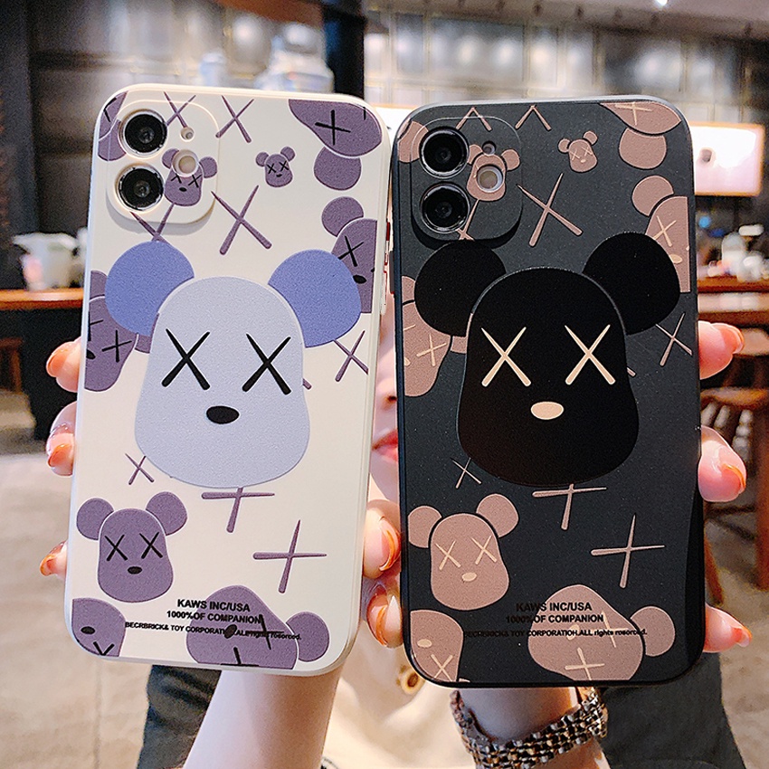 Ốp Lưng Kaws Trắng Đen Iphone Viền Vuông BVC Cho Điện Thoại Iphone 6/6s/7/8/plus/X/Xs/Xsmax/11/12/13/pro/promax.........