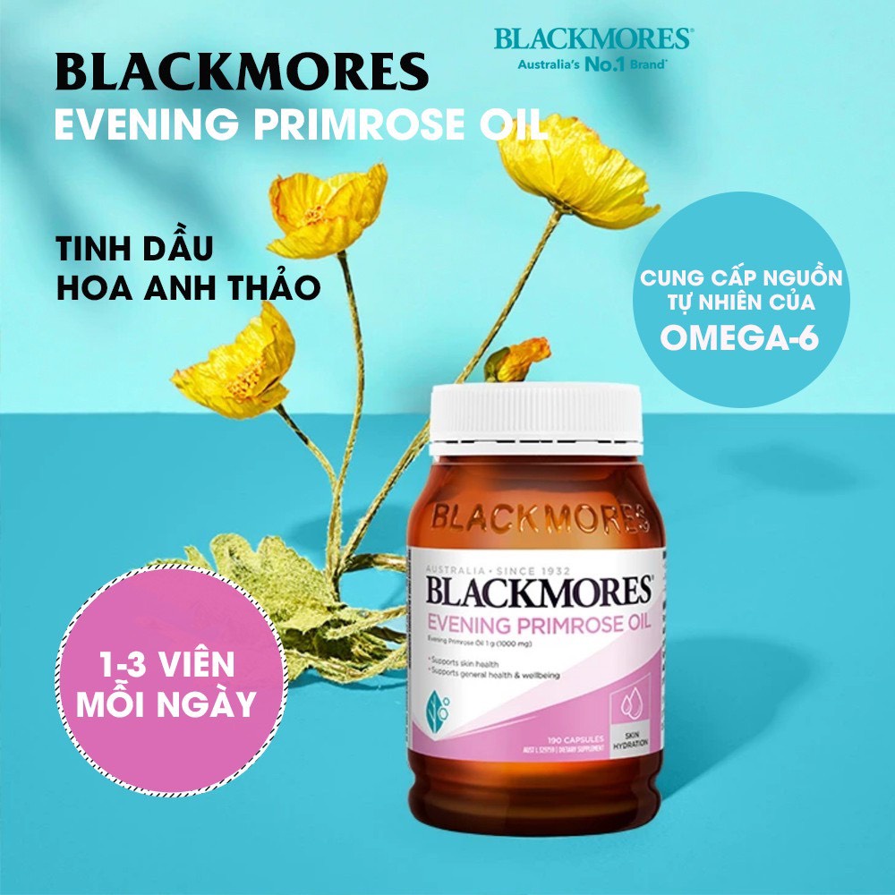 Tinh Dầu Hoa Anh Thảo Evening Primrose Oil Blackmores Úc 190 Viên, Hỗ Trợ Cân Bằng Nội Tiết Tố, Làm Đẹp Da Chống Lão Hóa