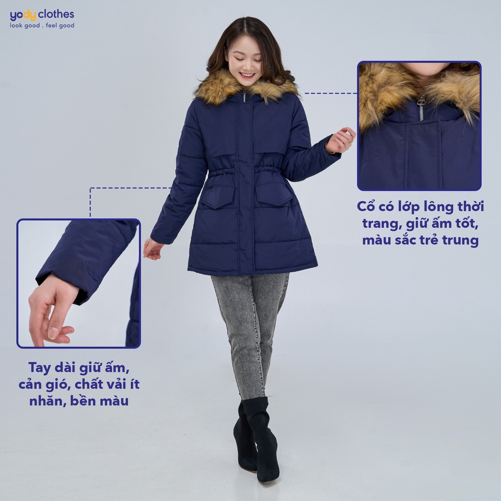 [Mã WABRYODY1 giảm 10% đơn 250K] Áo phao nữ YODY dáng dài siêu nhẹ mũ lông dày dặn nhiều màu PHN3007