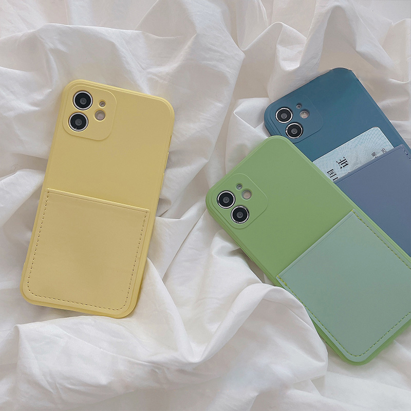 Ốp lưng Silicon dẻo có ngăn đựng thẻ cho iPhone 13 Pro Max 12 Pro Max 11 Pro Max Xs Max Xr X 8 7 Plus X 6s 6s Plus