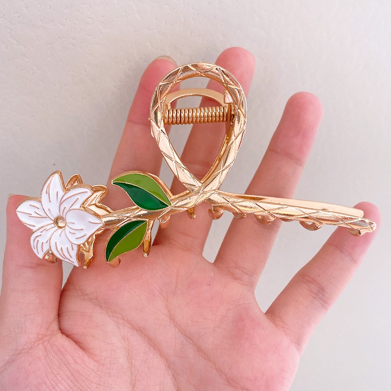 Kẹp tóc nữ kim loại mẫu mới thanh lịch nhẹ nhàng sáng trọng quý phái hình HOA HUỆ