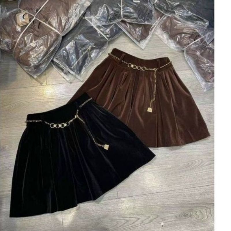 Chân váy nhung kèm đai xích hàng QCL1