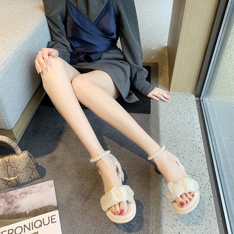 Giày Cao Gót Hở Ngón Đính Ngọc Trai Thời Trang Xuân Hè Dành Cho Nữ 2021