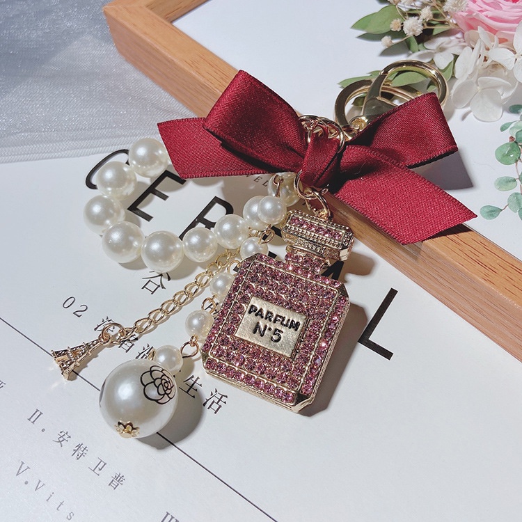 Móc khóa chai nước hoa vòng ngọc sang chảnh thời trang Hàn Quốc MCN