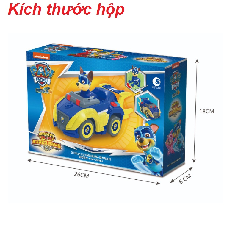 Bộ lắp ghép mô hình xe ô tô chú chó cứu hộ pawpatrol nhân vật cảnh sát Chase