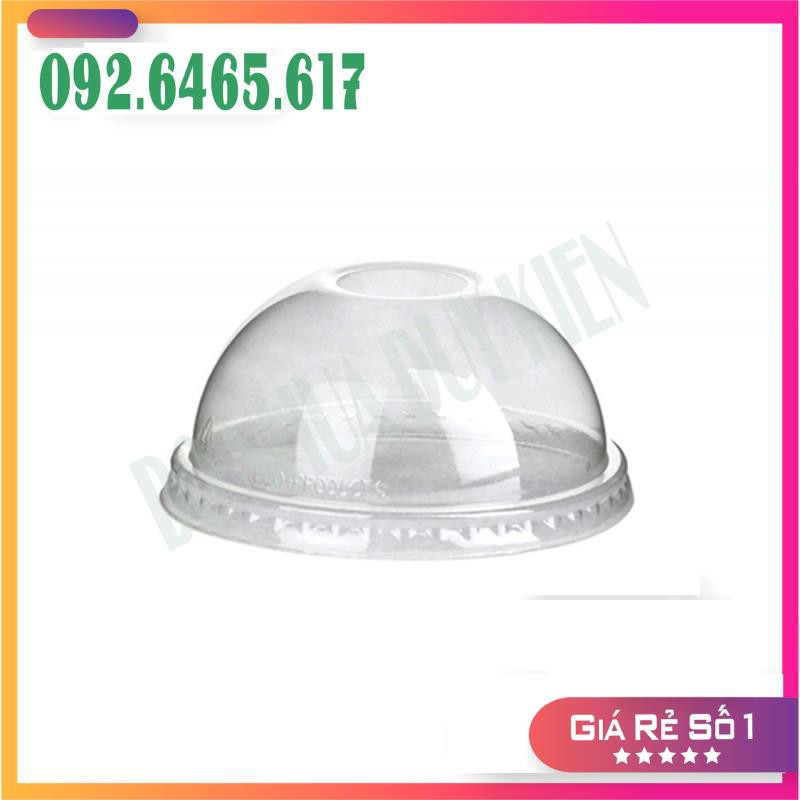 50 Cốc, Ly Nhựa Bầu 500ML (Chữ U) Cốc Nhựa Dùng 1 Lần CÓ NẮP Loại Đẹp Đựng Đồ Uống - Có Thể Dập Được Màng