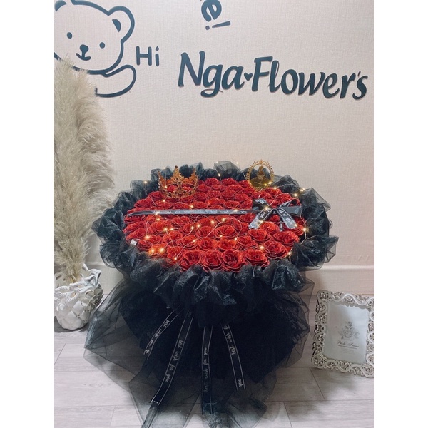 Bó Hoa Nhũ 70 Bông Kèm Phụ Kiện