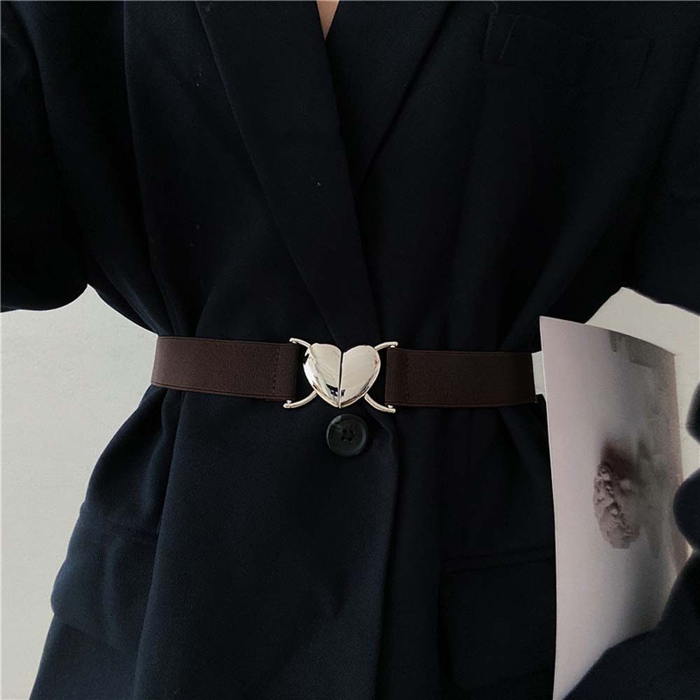 Thắt lưng co giãn khóa kim loại hình trái tim nhiều màu sắc tinh tế thanh lịch chất lượng cao cho nữ