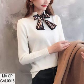 Áo len cổ kèm khăn